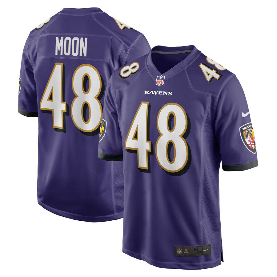 Men Baltimore Ravens #48 Jeremiah Moon Nike Purple Game Player NFL Jersey